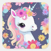 愛らしい白ベビーの一角花 スクエアシール (正面)