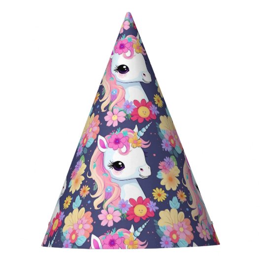 愛らしい白ベビーの一角花 パーティーハット (正面)