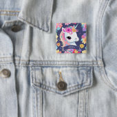 愛らしい白ベビーの一角花 缶バッジ (インサイチュ)