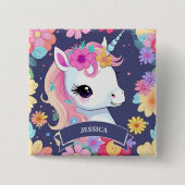 愛らしい白ベビーの一角花 缶バッジ (正面)