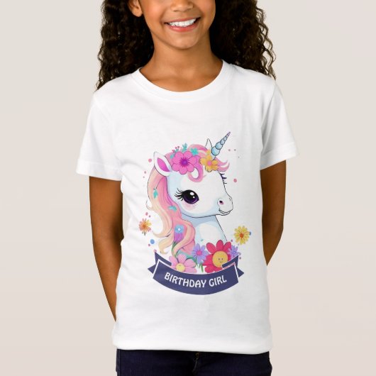 愛らしい白ベビーの一角花 Tシャツ (正面)