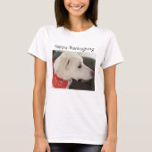 愛らしい白犬の感謝祭 Tシャツ (正面)