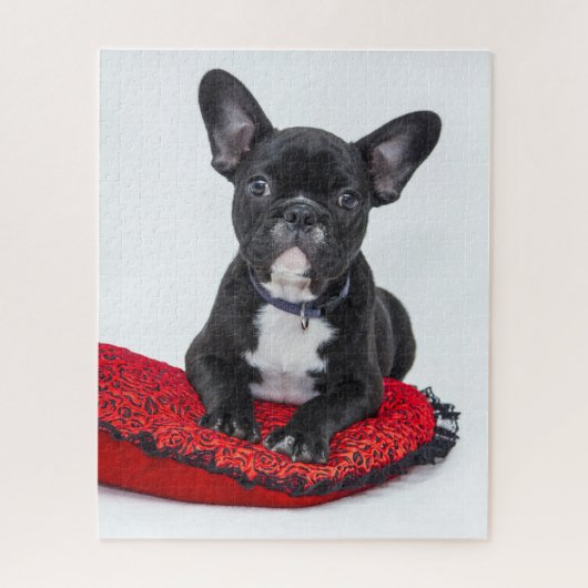 愛らしい白黒のブルドッグの子犬の写真 ジグソーパズル (縦)