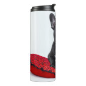 愛らしい白黒のブルドッグの子犬の写真 タンブラー (回転左)