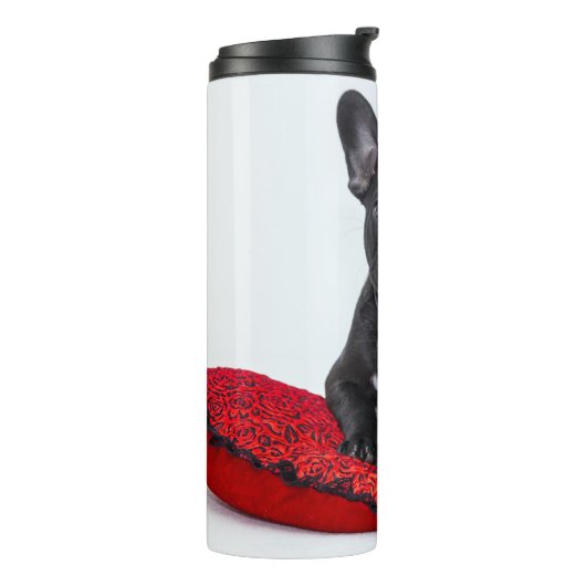 愛らしい白黒のブルドッグの子犬の写真 タンブラー (回転左)