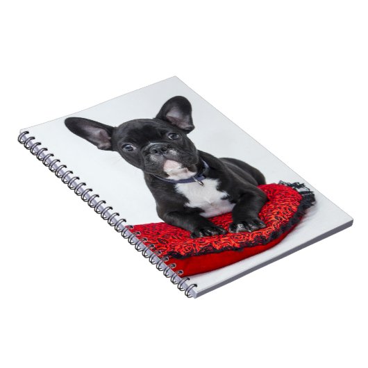 愛らしい白黒のブルドッグの子犬の写真 ノートブック (右側)