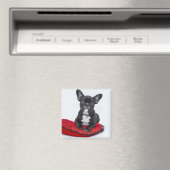 愛らしい白黒のブルドッグの子犬の写真 マグネット (インサイチュ (食洗機))