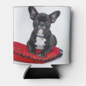 愛らしい白黒のブルドッグの子犬の写真 缶クーラー (正面)