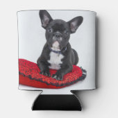 愛らしい白黒のブルドッグの子犬の写真 缶クーラー (裏面)