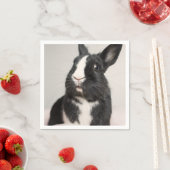 愛らしい白黒バニーウサギ スタンダードカクテルナプキン (インサイチュ)