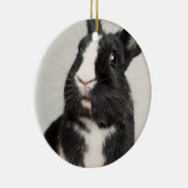 愛らしい白黒バニーウサギ セラミックオーナメント (右)