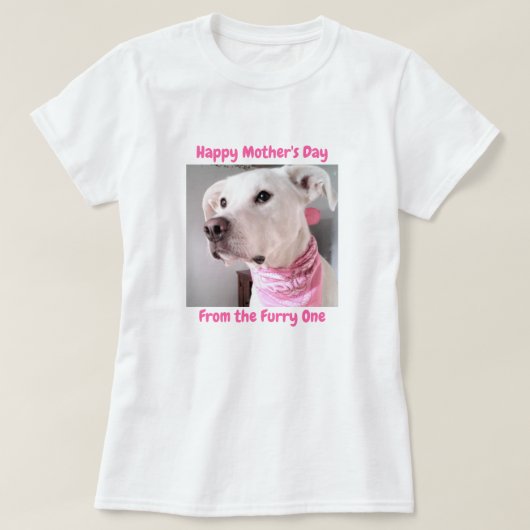 愛らしい目をした可愛い白い子犬の写真 Tシャツ (デザイン正面)