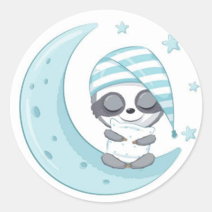 愛らしい眠いパンダの月に ラウンドシール
