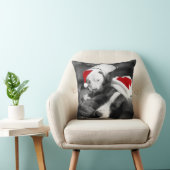愛らしい眠いピットブル子犬サンタ・クリスマス クッション (椅子)