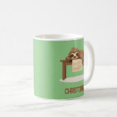 愛らしい眠たい勉強怠と子供の名前 コーヒーマグカップ (正面右)