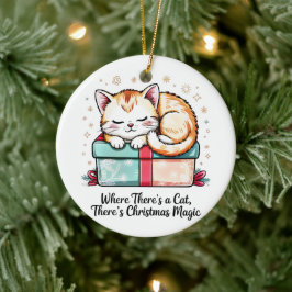 愛らしい眠り猫のクリスマス記念アクセサリー セラミックオーナメント