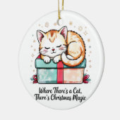愛らしい眠り猫のクリスマス記念アクセサリー セラミックオーナメント (左)