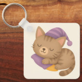 愛らしい眠り猫 キーホルダー (正面)