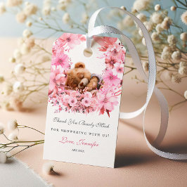 愛らしい眠るテディベアプラッシュありがとう ギフトタグ