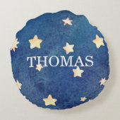愛らしい眠るベビーエレファントスターズボーイ子供部屋 ラウンドクッション (裏面)