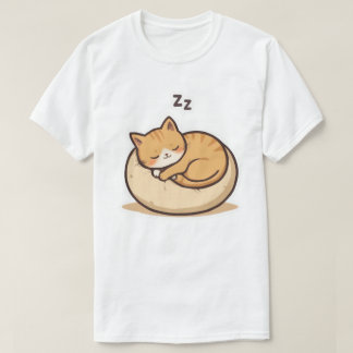 愛らしい眠る猫 – かわいいマンガ子猫オンコージー Tシャツ