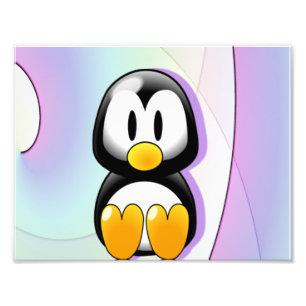愛らしい着席の漫画のペンギン フォトプリント