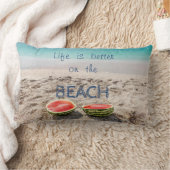 愛らしい砂、海、スイカ、ビーチ ランバークッション (ブランケット)