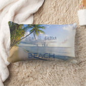 愛らしい砂、海、空、ビーチ、ヤシ ランバークッション (ブランケット)