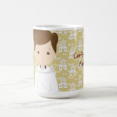 愛らしい確認日茶色の髪の男の子のマグカップ コーヒーマグカップ (中央)