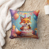 愛らしい祝キツネの陽気な誕生日 クッション (ブランケット)