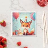 愛らしい祝キツネの陽気な誕生日 スタンダードカクテルナプキン (インサイチュ)