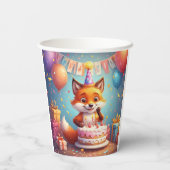 愛らしい祝キツネの陽気な誕生日 紙コップ (裏面)