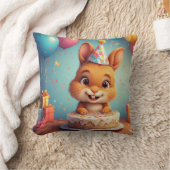 愛らしい祝バニーの誕生日とケーキ クッション (ブランケット)