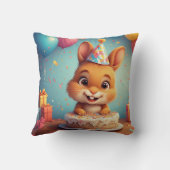 愛らしい祝バニーの誕生日とケーキ クッション (裏面)