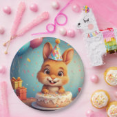 愛らしい祝バニーの誕生日とケーキ ペーパープレート (パーティー)