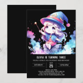 愛らしい神秘の魔法使いの誕生日 招待状 (正面/裏面)