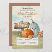 愛らしい私たちの小さなカボチャ赤ちゃんシャワー招待状 招待状 (正面/裏面)