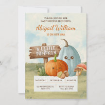 愛らしい私たちの小さなカボチャ赤ちゃんシャワー招待状