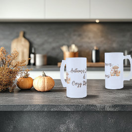 愛らしい秋の高原牛 フロストグラスビールジョッキ