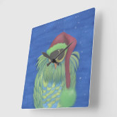 愛らしい秘密のサンタフクロウ スクエア壁時計 (傾斜)