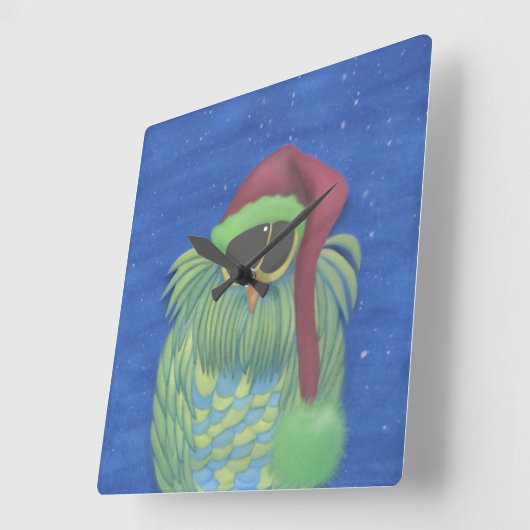 愛らしい秘密のサンタフクロウ スクエア壁時計 (傾斜)