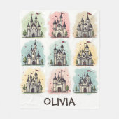 愛らしい童話の城ドードル フリースブランケット (正面)