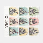 愛らしい童話の城ドードル フリースブランケット (正面(横))