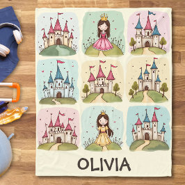 愛らしい童話プリンセスと城ドードル フリースブランケット