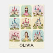 愛らしい童話プリンセスと城ドードル フリースブランケット (正面)