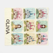 愛らしい童話プリンセスと城ドードル フリースブランケット (正面(横))