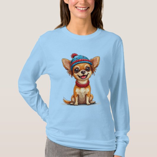 愛らしい笑顔のチワワ Tシャツ (正面)