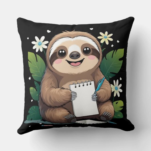 愛らしい笑顔のナマケモノ新学期とスマイル クッション (裏面)