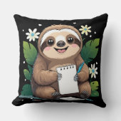 愛らしい笑顔のナマケモノ新学期とスマイル クッション (正面)