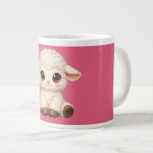 愛らしい笑顔の子羊のキャラクターデザインバナー ジャンボコーヒーマグカップ (正面右)